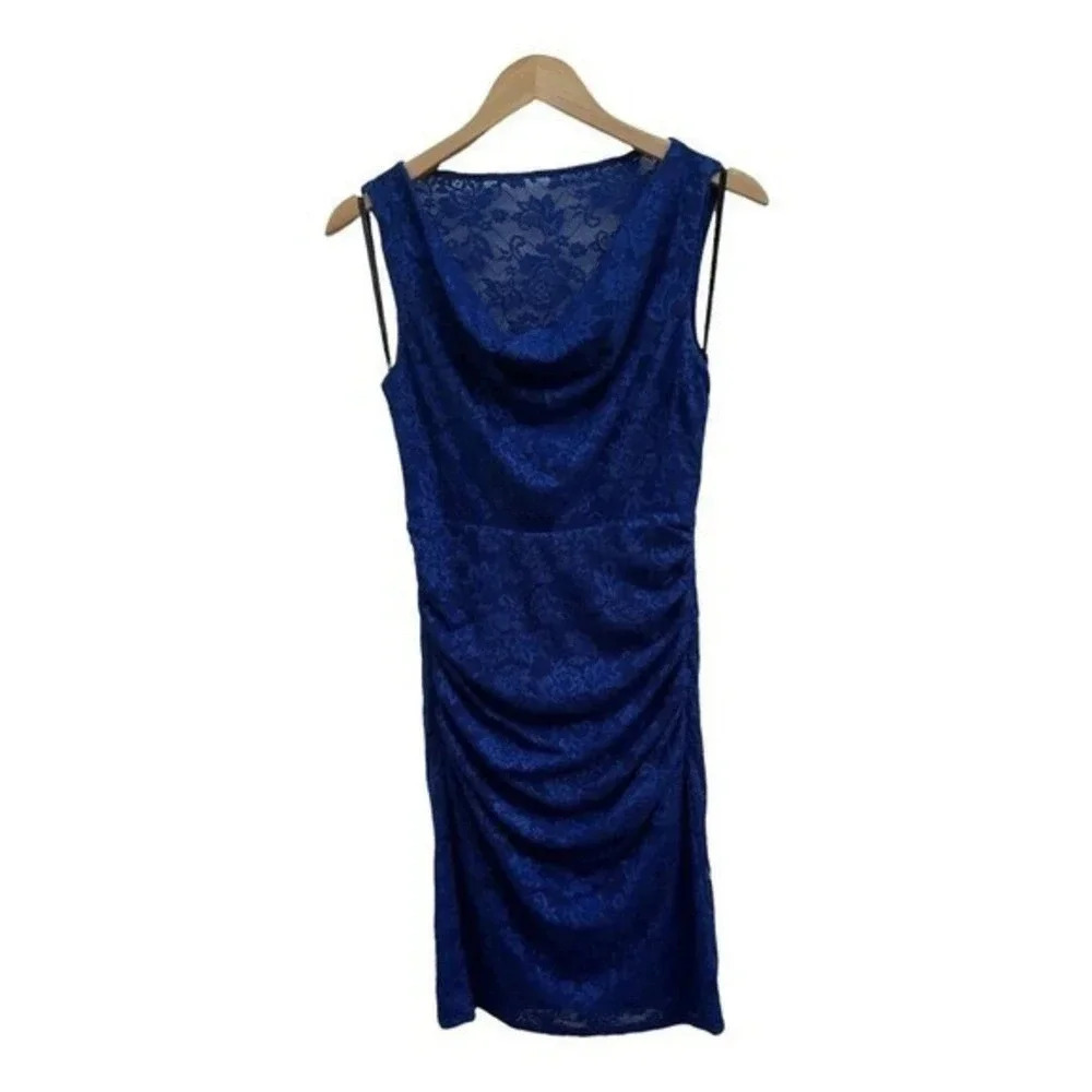 Laundry By Shelli Segal Lace Dress Sleeveless Lined Polyester Blend Blue‎ Size 2